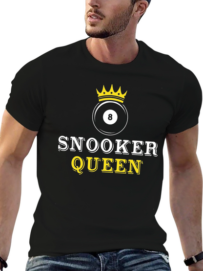 Snooker Queen Black T-Shirt - Billiards 8 Ball Crown