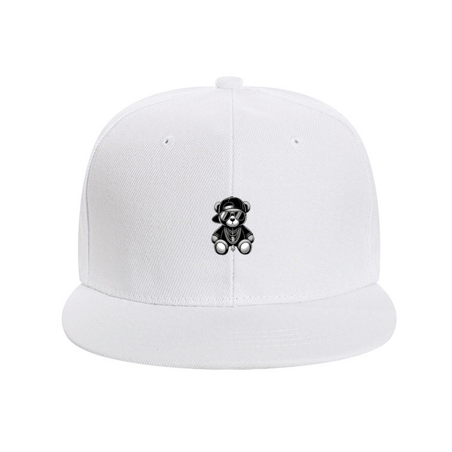 Hip Hop Gangster Teddy Bear Graphic White Street Snapback