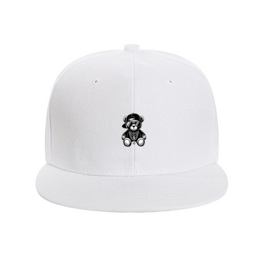 Hip Hop Gangster Teddy Bear Graphic White Street Snapback