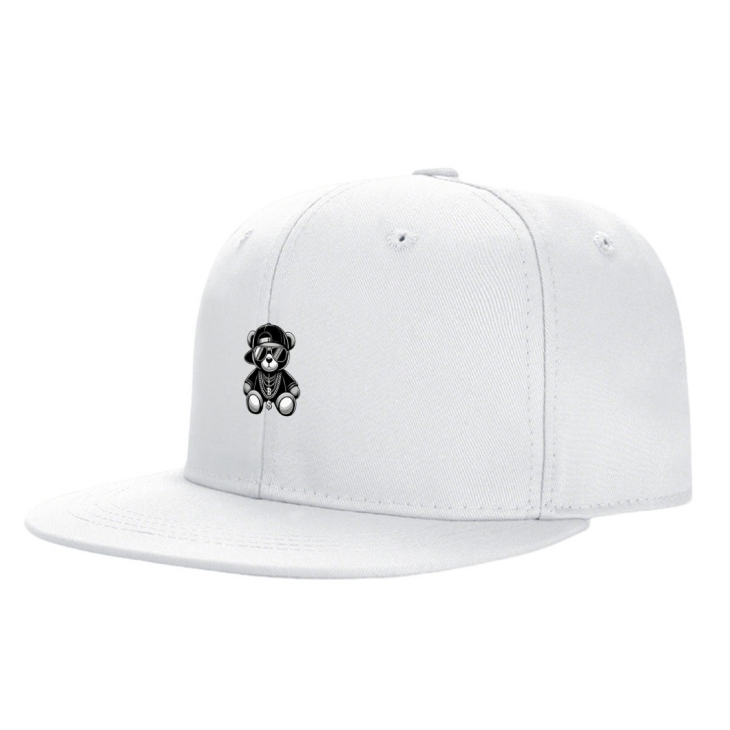 Hip Hop Gangster Teddy Bear Graphic White Street Snapback