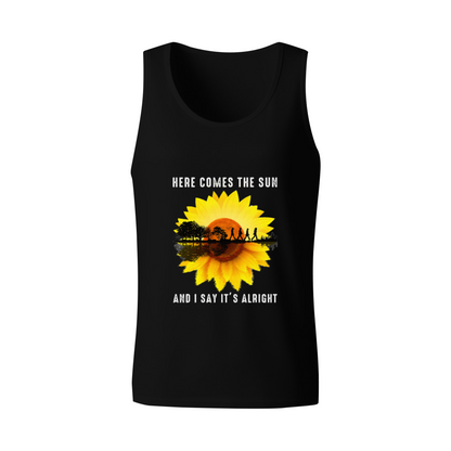 Here Comes The Sun Sunflower The Beatles Retro Men Cotton Tank