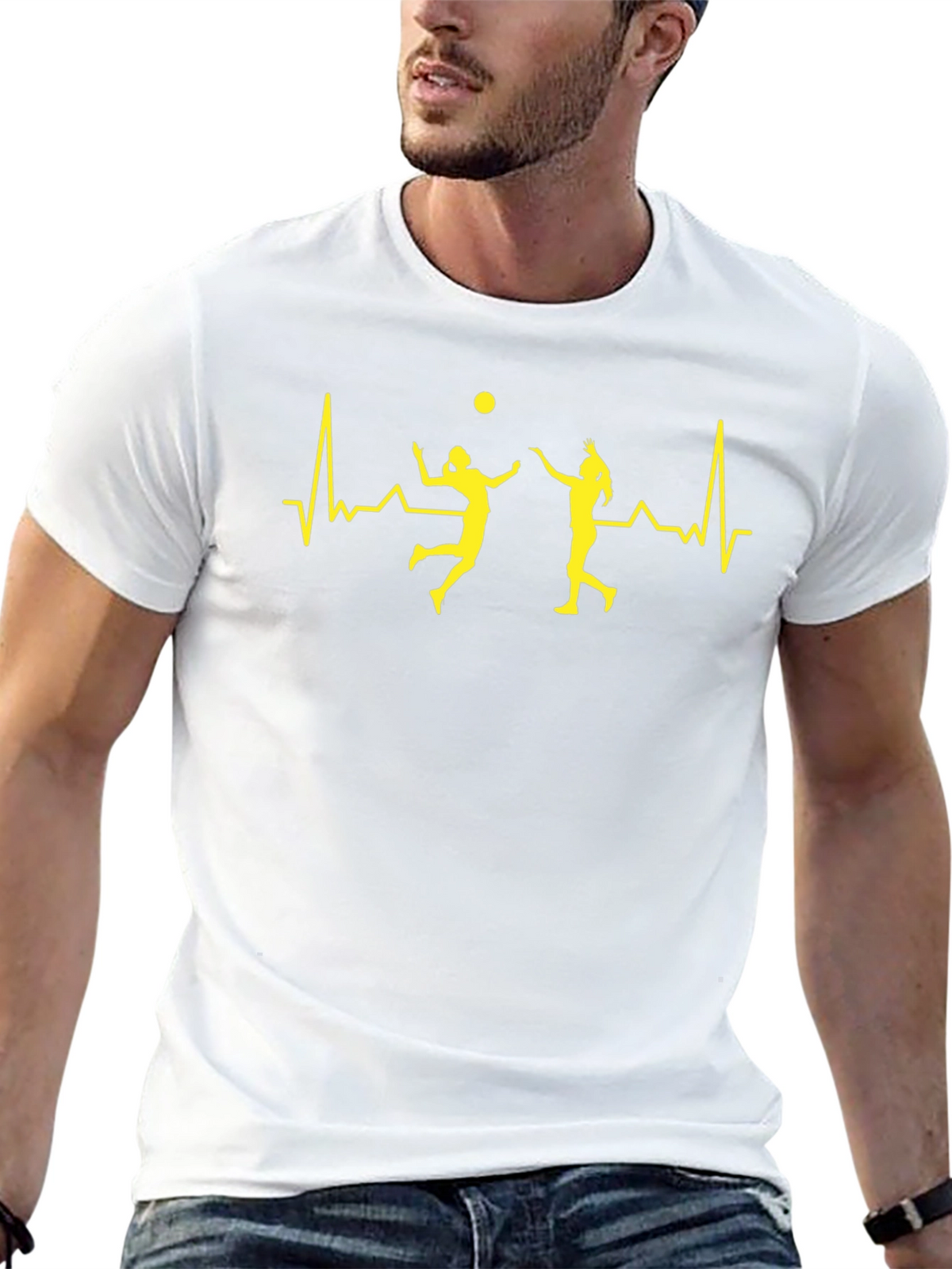Volleyball Heartbeat Graphic Tee - Black