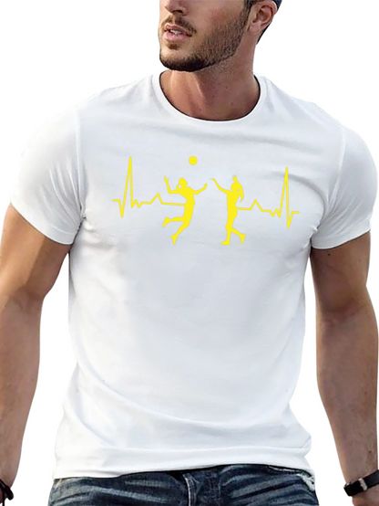 Volleyball Heartbeat Graphic Tee - Black