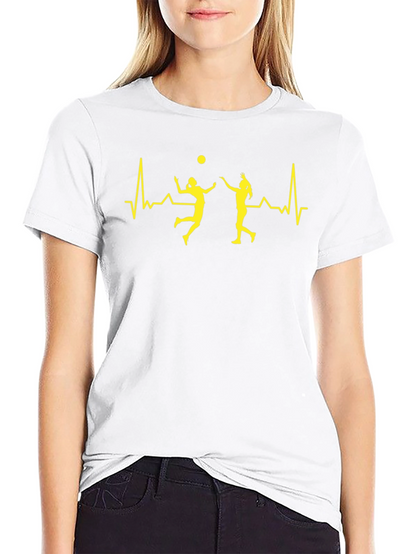 Volleyball Heartbeat Graphic Tee - Black