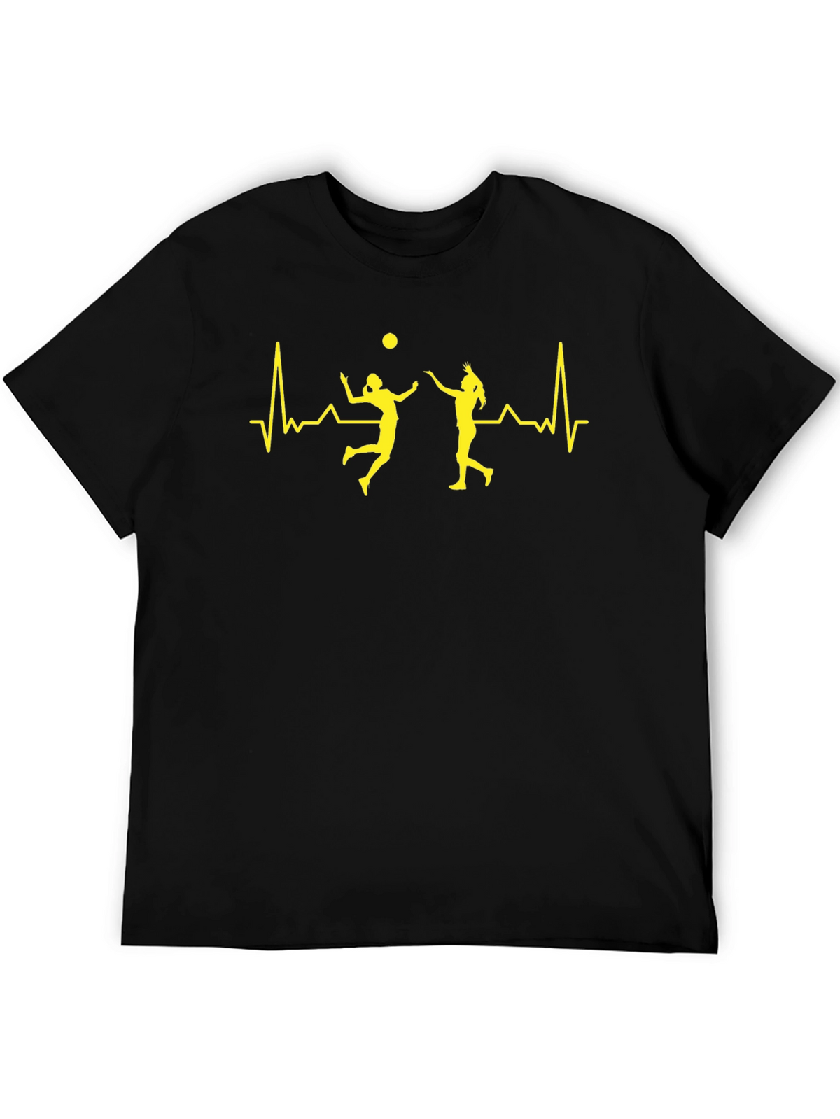 Volleyball Heartbeat Graphic Tee - Black