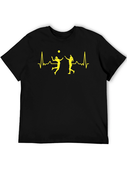 Volleyball Heartbeat Graphic Tee - Black