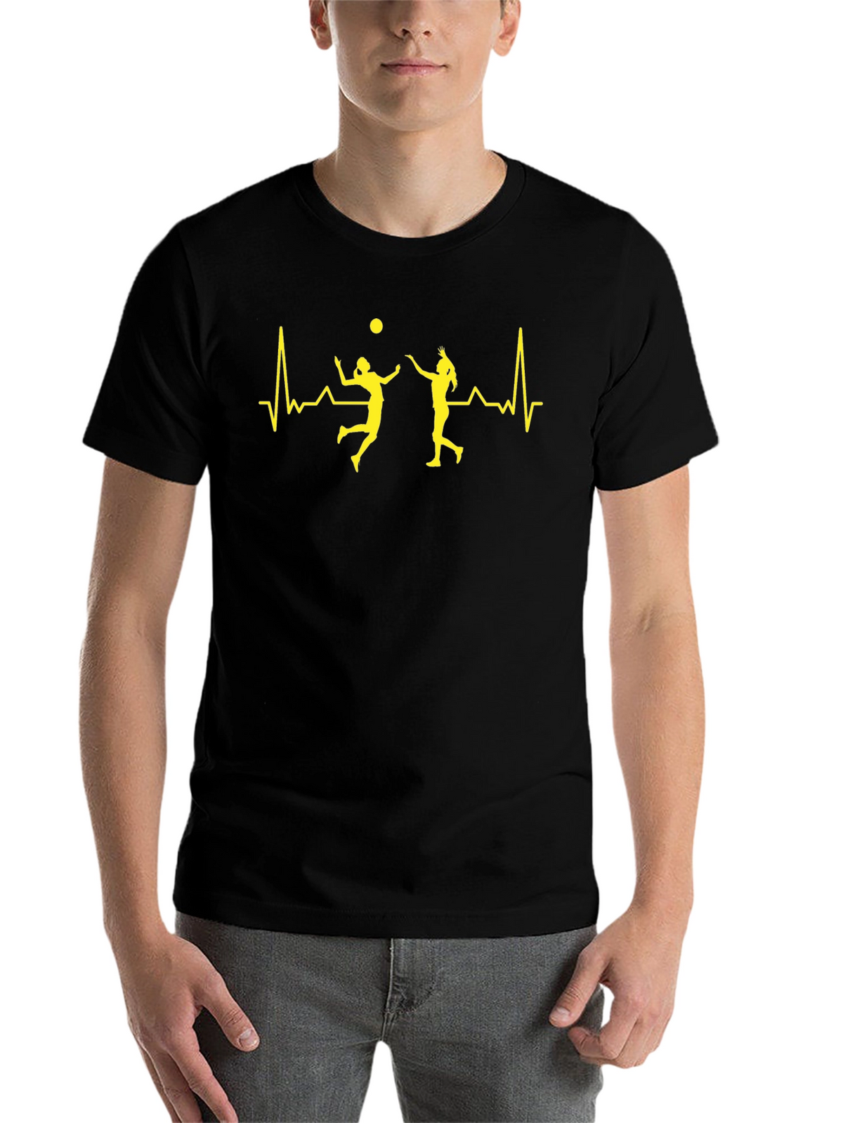 Volleyball Heartbeat Graphic Tee - Black