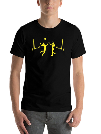 Volleyball Heartbeat Graphic Tee - Black