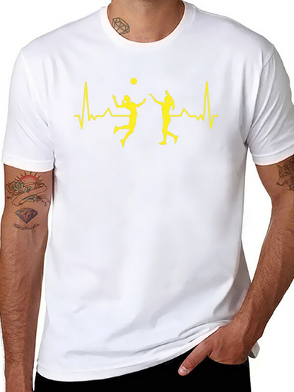 Volleyball Heartbeat Graphic Tee - Black