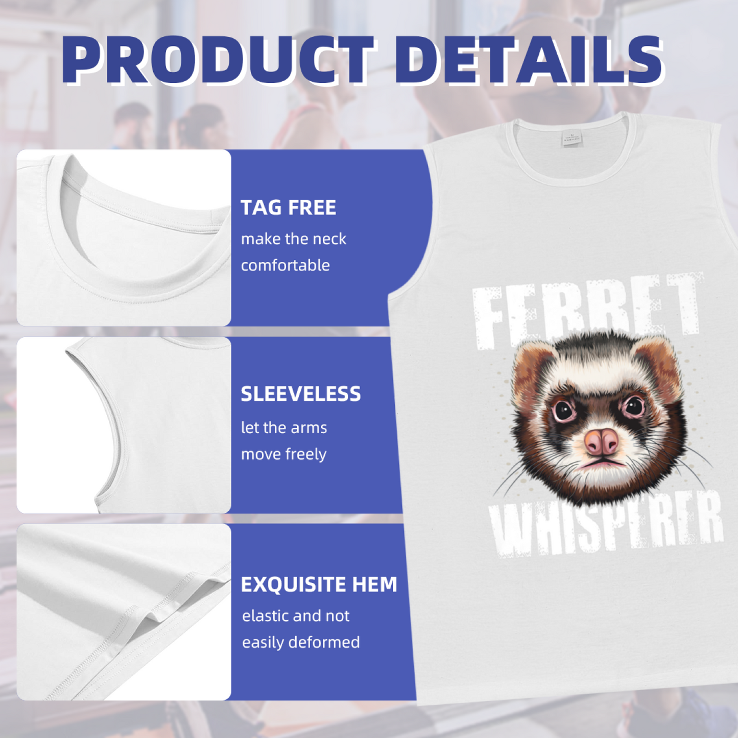 Vintage Distressed Ferret Whisperer Cute Pet Lover Tank