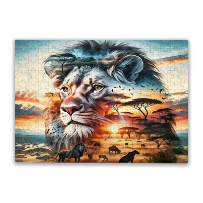 Majestic Lion & Savannah Double Exposure ¨C Wild Africa Dream Puzzle