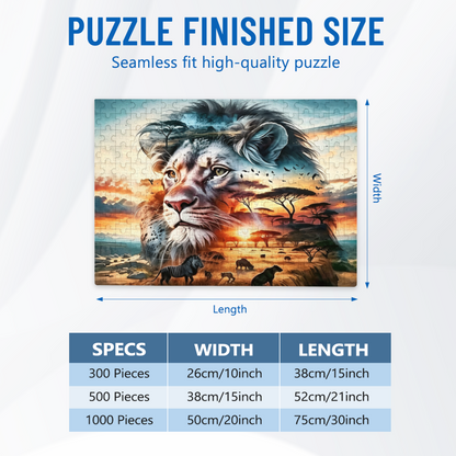 Majestic Lion & Savannah Double Exposure ¨C Wild Africa Dream Puzzle