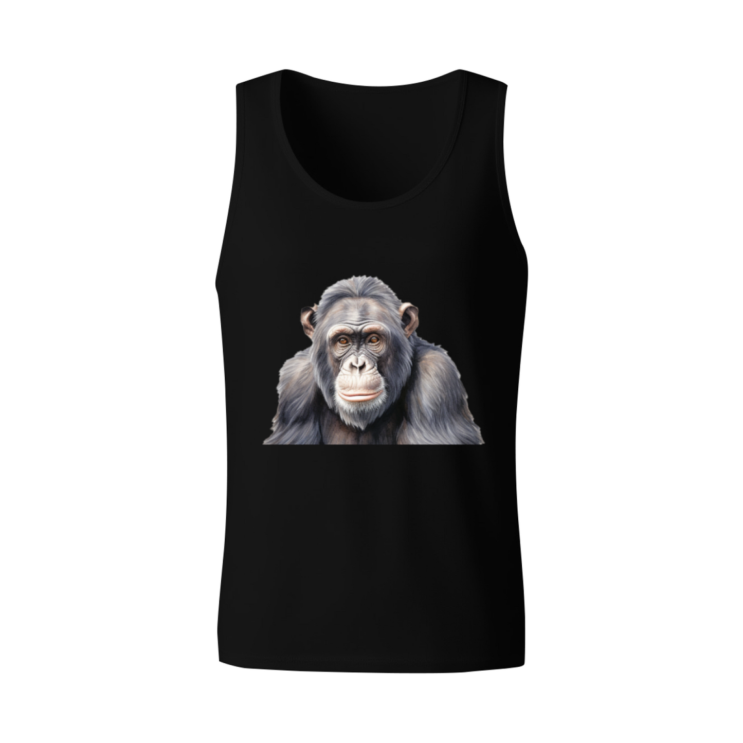 Realistic Chimpanzee Portrait Trendy Animal Graphic Men Tank Vest