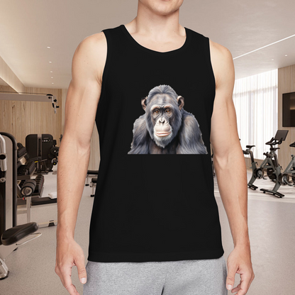 Realistic Chimpanzee Portrait Trendy Animal Graphic Men Tank Vest
