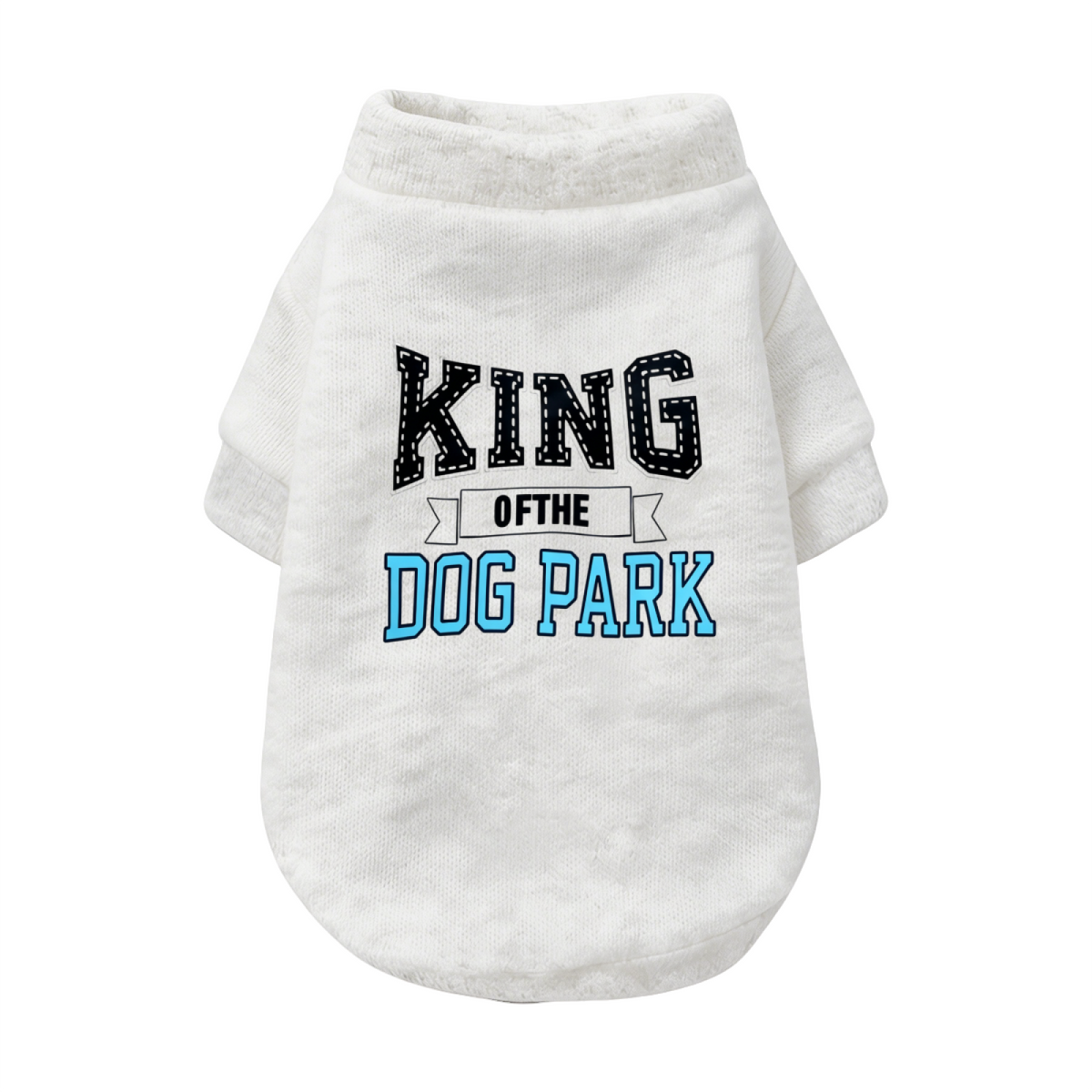 King Of The Dog Park Retro Letter White Puppy Warm Cardigan