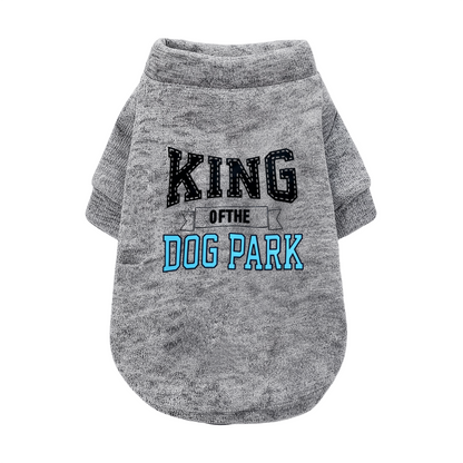 King Of The Dog Park Retro Letter White Puppy Warm Cardigan