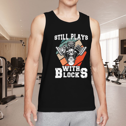 Vintage Still Plays With Blocks Engine Gearhead Tank Top