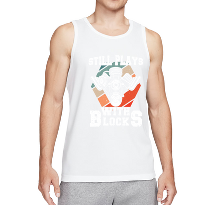 Vintage Still Plays With Blocks Engine Gearhead Tank Top