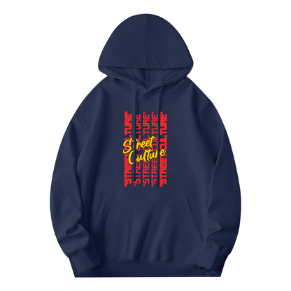 Street Culture Stacked Typography Trendy Hoodie, Men Streetwear Comfort Pullover
