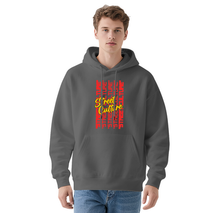 Street Culture Stacked Typography Trendy Hoodie, Men Streetwear Comfort Pullover