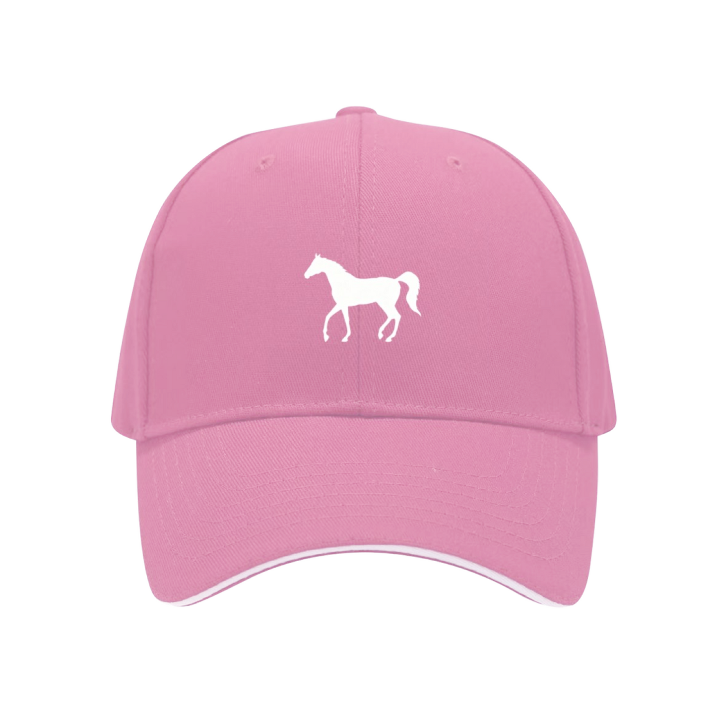 White Horse Silhouette Navy Sandwich Baseball Cap, Equestrian Lover Casual Hat