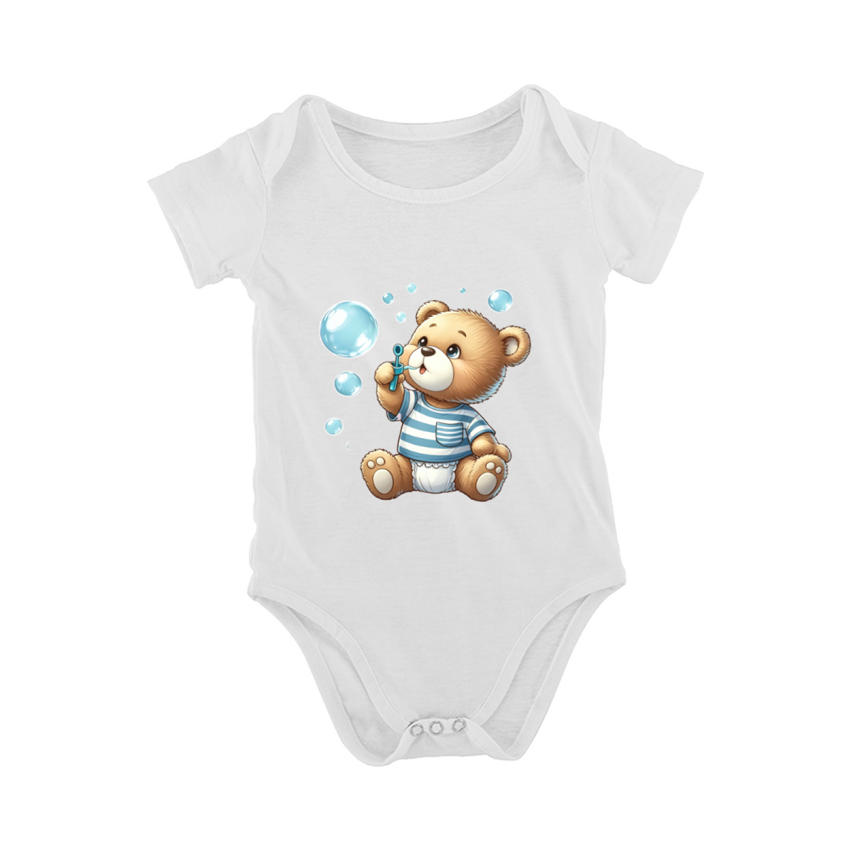Cute Bubble Blowing Teddy Bear Black Infant Short Sleeve Onesie