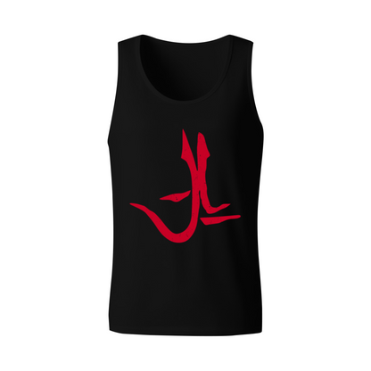 Minimal Red Trident Symbol Graphic Men Tank Top
