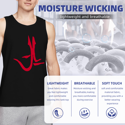 Minimal Red Trident Symbol Graphic Men Tank Top