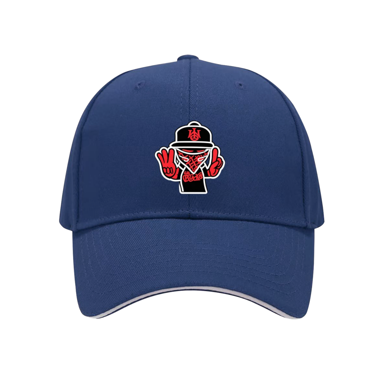 Hip Hop Gangster Cartoon Graphic Black Sandwich Baseball Cap, Streetwear Trendy Sun Hat