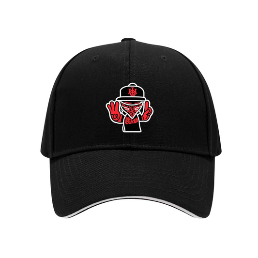 Hip Hop Gangster Cartoon Graphic Black Sandwich Baseball Cap, Streetwear Trendy Sun Hat
