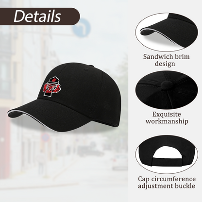 Hip Hop Gangster Cartoon Graphic Black Sandwich Baseball Cap, Streetwear Trendy Sun Hat