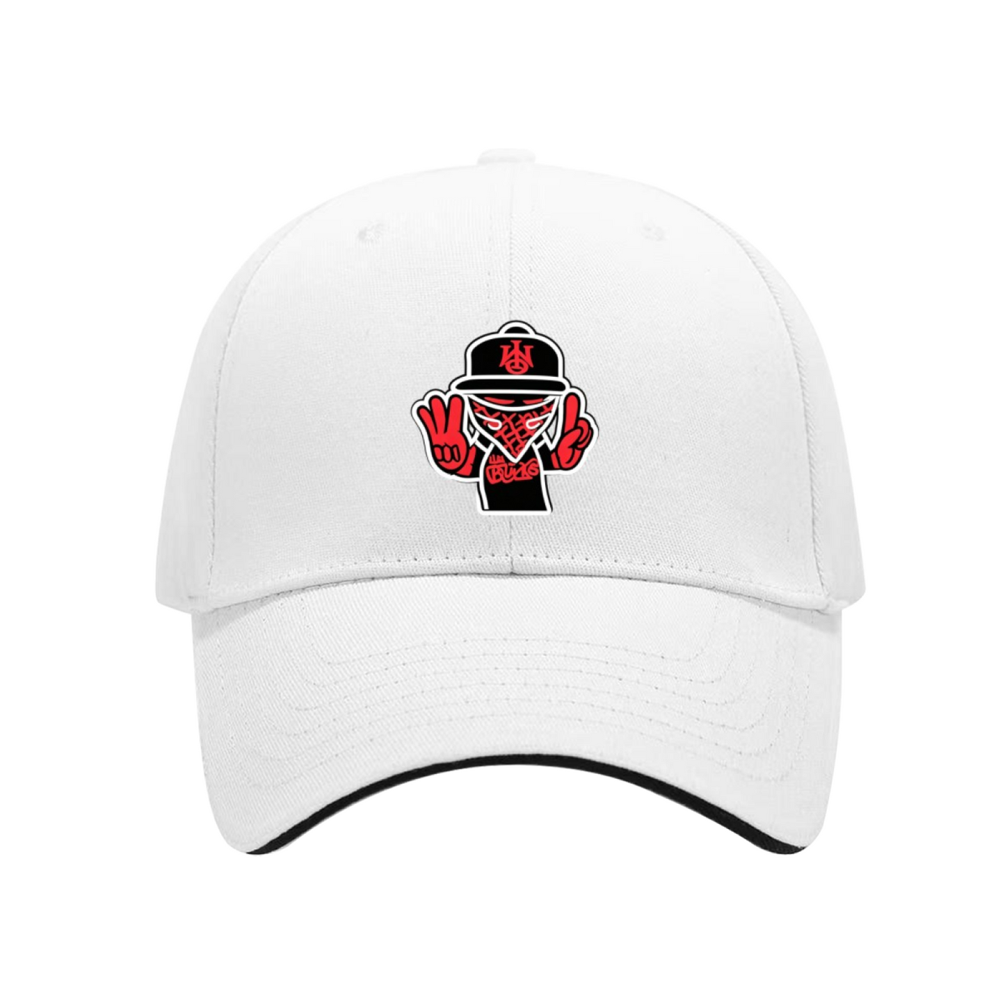 Hip Hop Gangster Cartoon Graphic Black Sandwich Baseball Cap, Streetwear Trendy Sun Hat