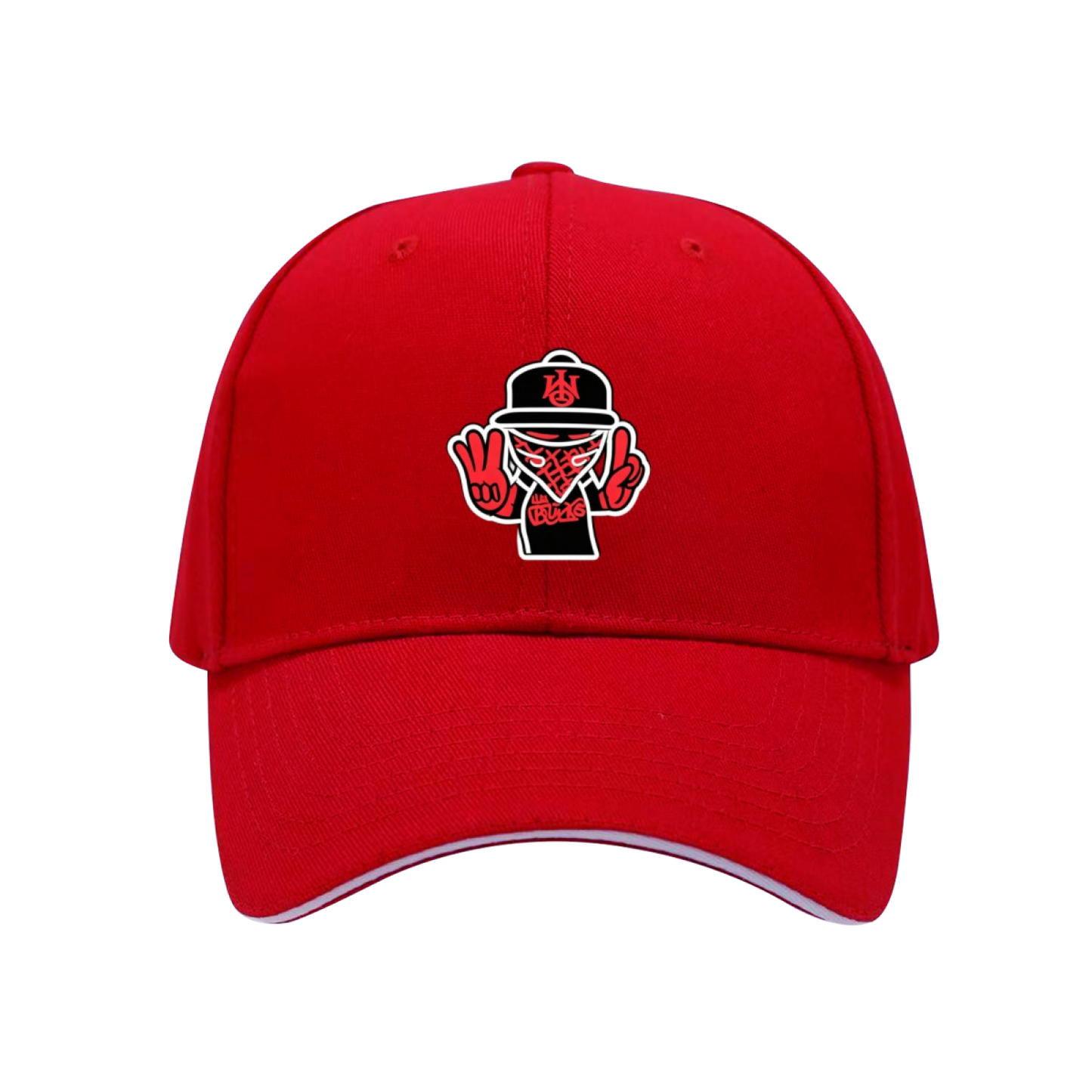 Hip Hop Gangster Cartoon Graphic Black Sandwich Baseball Cap, Streetwear Trendy Sun Hat