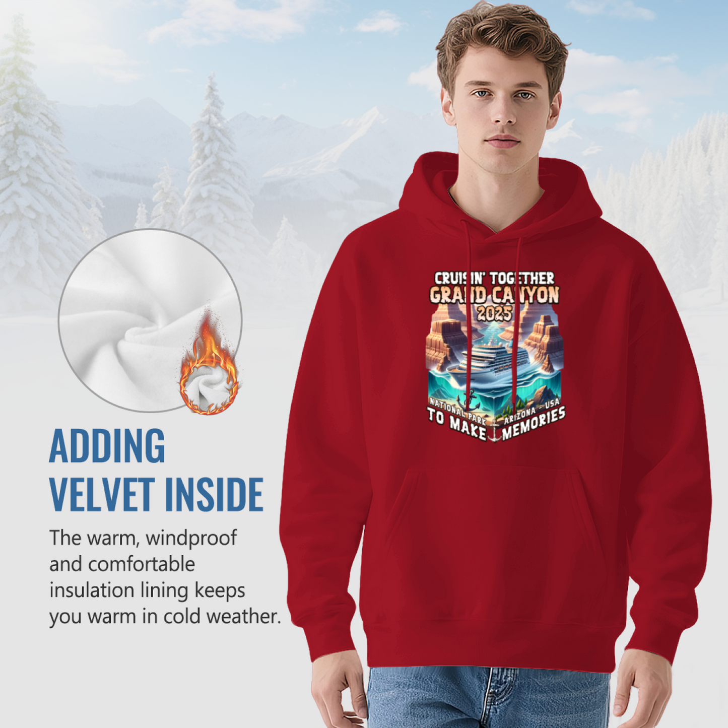 Grand Canyon Cruise Trip Red Hoodie, Travel Memory Soft Comfort Pullover