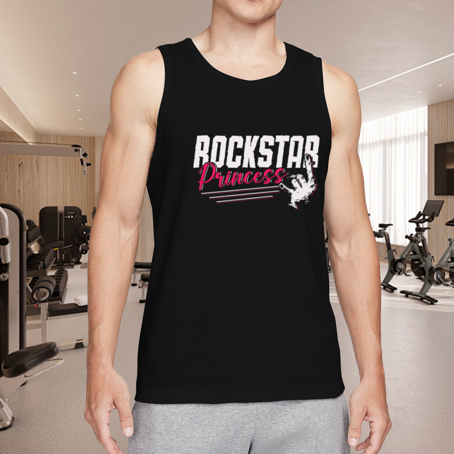 Rockstar Princess Rock On Hand Punk Music Sleeveless Tee