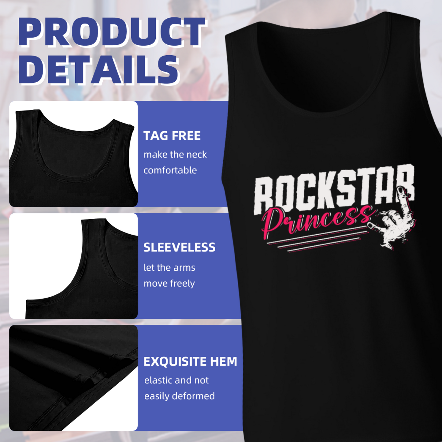 Rockstar Princess Rock On Hand Punk Music Sleeveless Tee