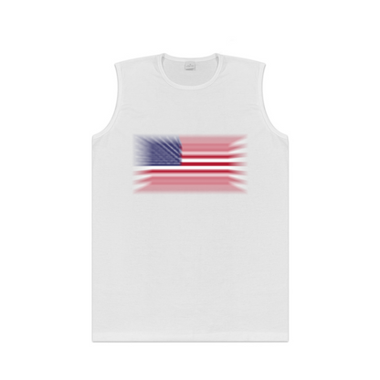 Blurry American Flag Patriotic Casual Muscle Tank Top