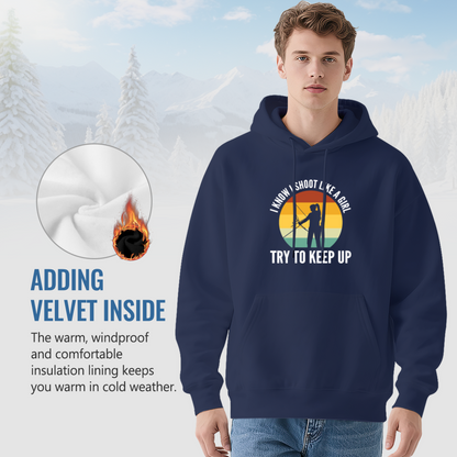 Retro Sunset Archery I Know I Shoot Like A Girl Navy Hoodie, Comfort Outdoor Pullover