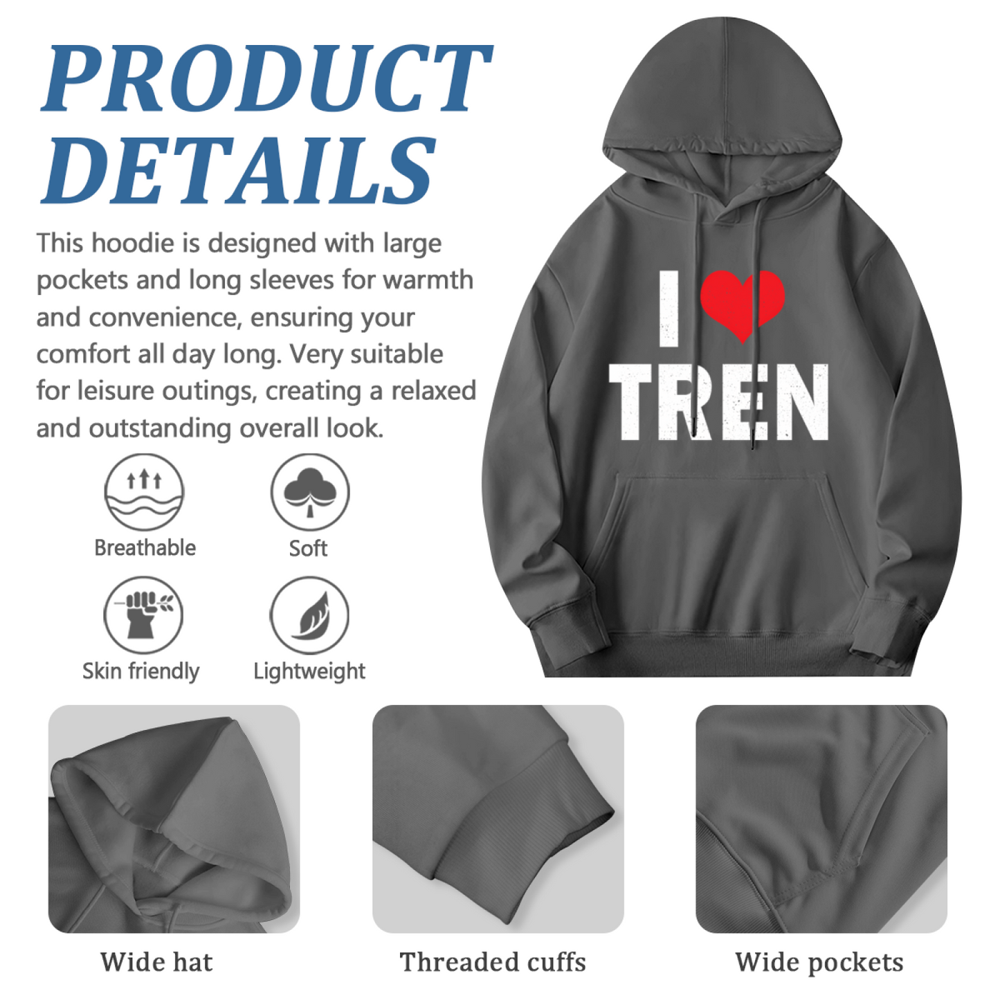 Men's Multi-Color Hoodie: 19 TREN Streetwear Style, Cozy Fit
