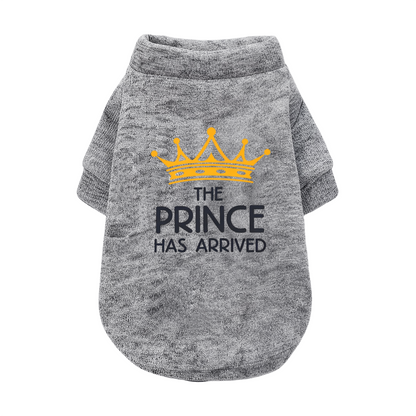 White Prince Crown Pet Cardigan Stylish Small Dog Warm Sweater