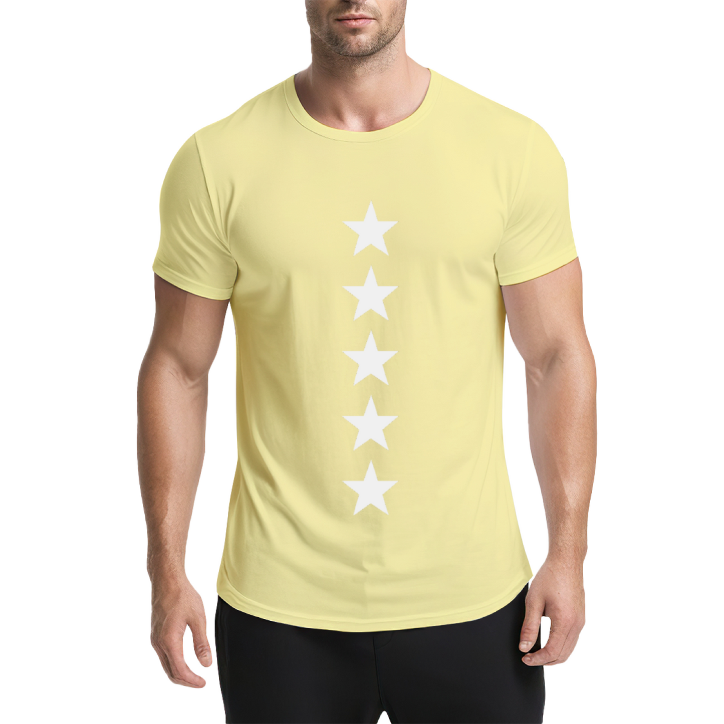 Minimalist Vertical Five Stars Basic Casual Tee