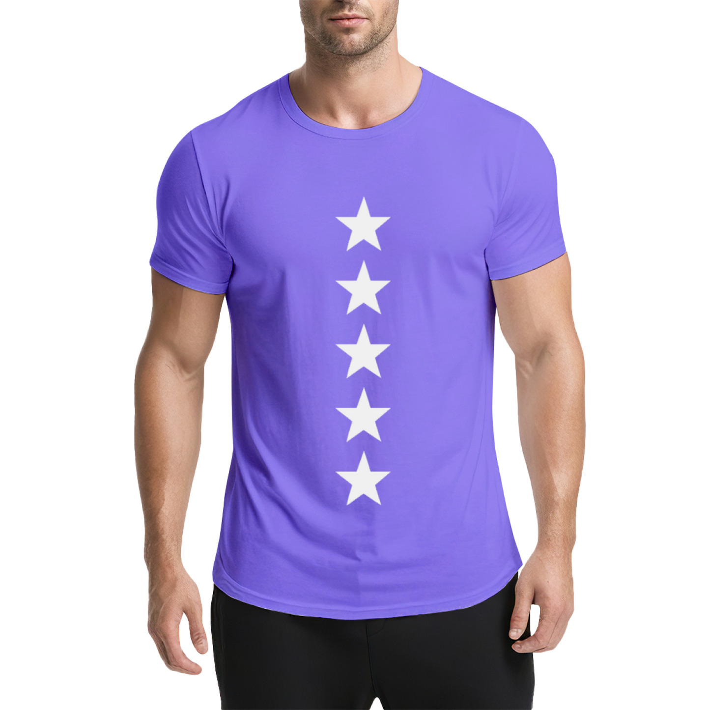 Minimalist Vertical Five Stars Basic Casual Tee