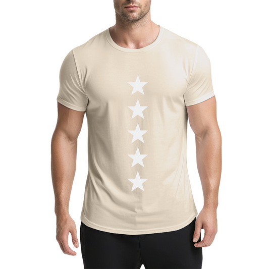 Minimalist Vertical Five Stars Basic Casual Tee