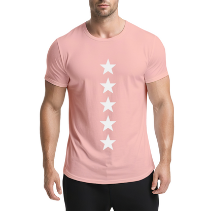 Minimalist Vertical Five Stars Basic Casual Tee