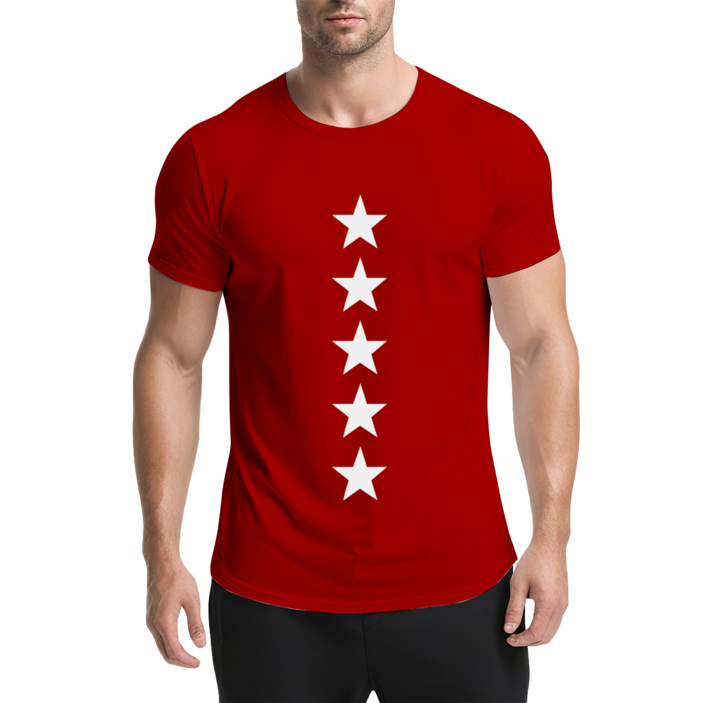 Minimalist Vertical Five Stars Basic Casual Tee
