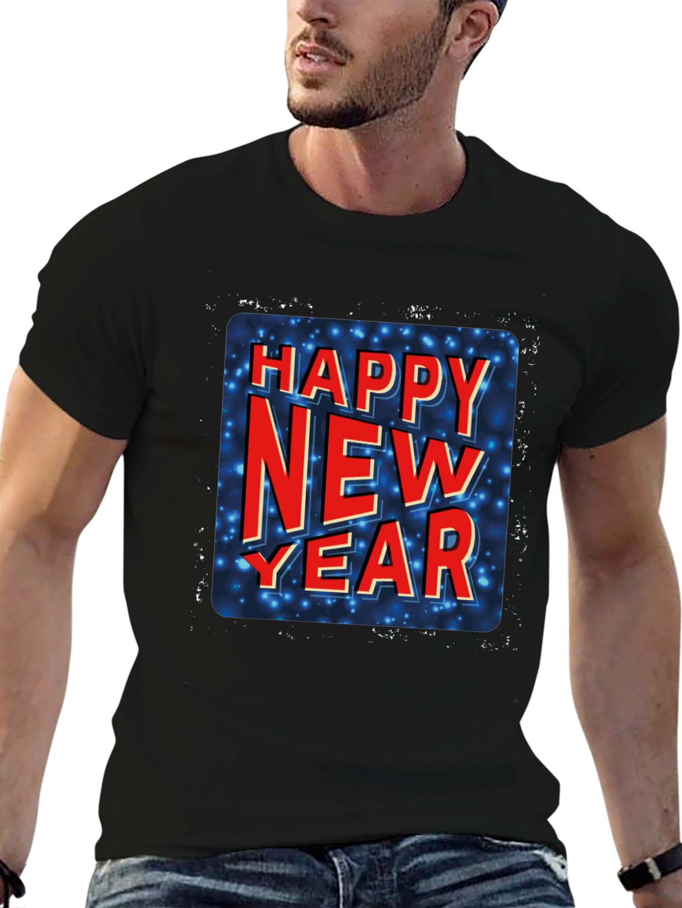 Happy New Year Graphic Tee - Black