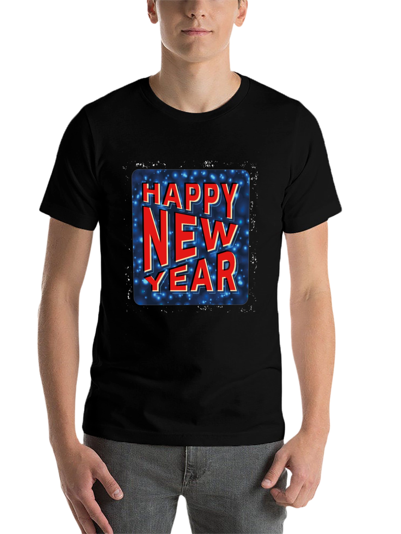 Happy New Year Graphic Tee - Black