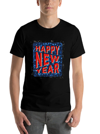 Happy New Year Graphic Tee - Black
