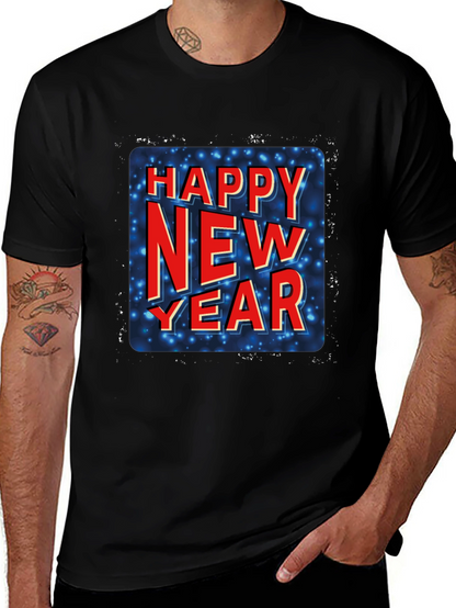 Happy New Year Graphic Tee - Black