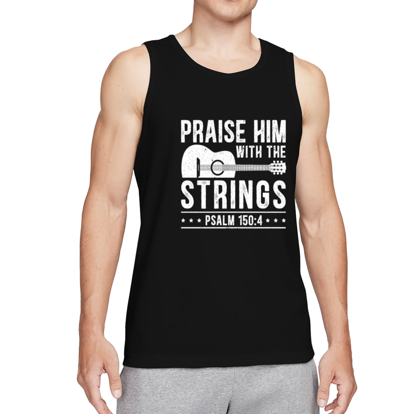 Praise Him With Strings Psalm 150:4 Guitar Faith Tank